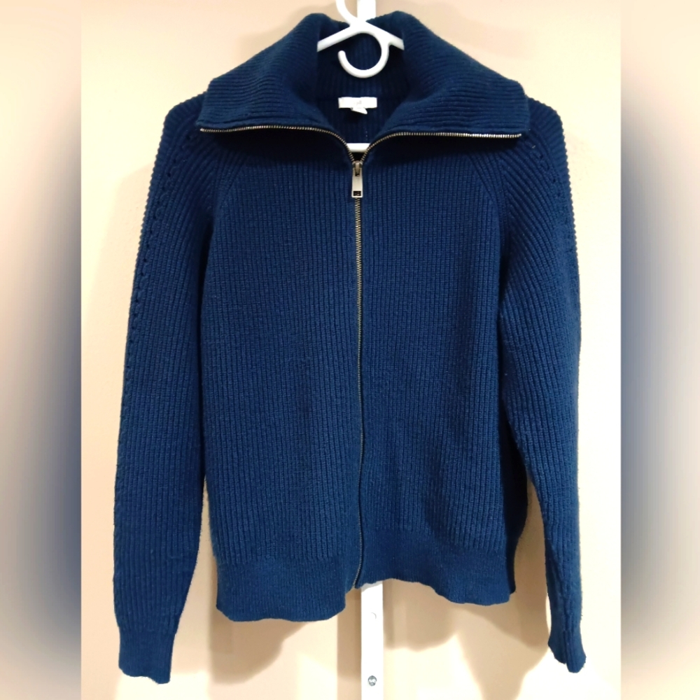 J. Jill Women's (Size XS) Blue Zip Down Sweater